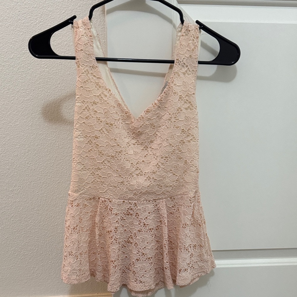 Coveted Clothing Lace Top in Soft Pink